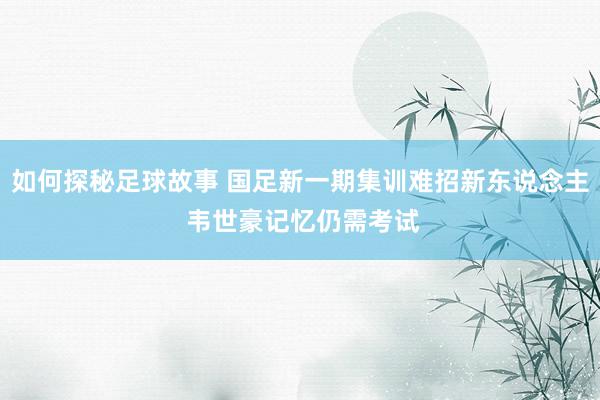 如何探秘足球故事 国足新一期集训难招新东说念主 韦世豪记忆仍需考试