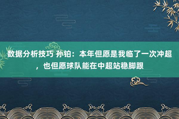 数据分析技巧 孙铂：本年但愿是我临了一次冲超，也但愿球队能在中超站稳脚跟