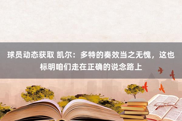 球员动态获取 凯尔：多特的奏效当之无愧，这也标明咱们走在正确的说念路上