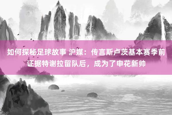 如何探秘足球故事 沪媒：传言斯卢茨基本赛季前证据特谢拉留队后，成为了申花新帅