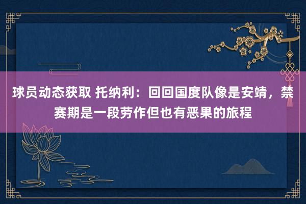 球员动态获取 托纳利：回回国度队像是安靖，禁赛期是一段劳作但也有恶果的旅程