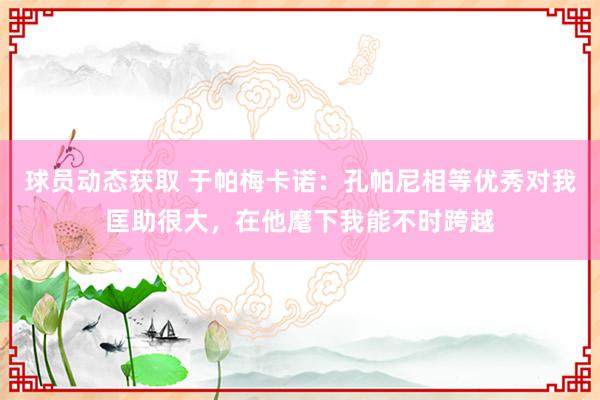 球员动态获取 于帕梅卡诺：孔帕尼相等优秀对我匡助很大，在他麾下我能不时跨越