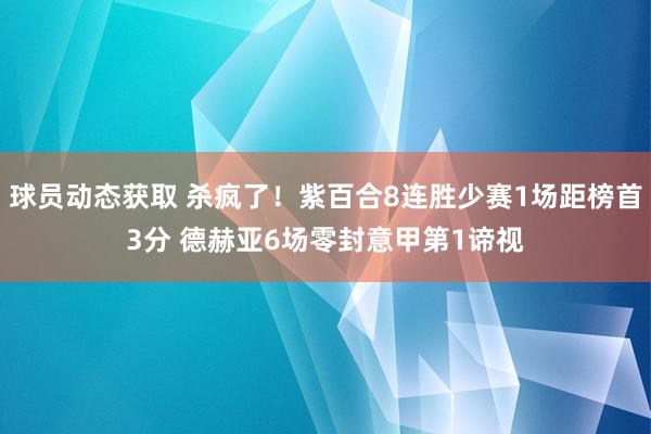 球员动态获取 杀疯了！紫百合8连胜少赛1场距榜首3分 德赫亚6场零封意甲第1谛视