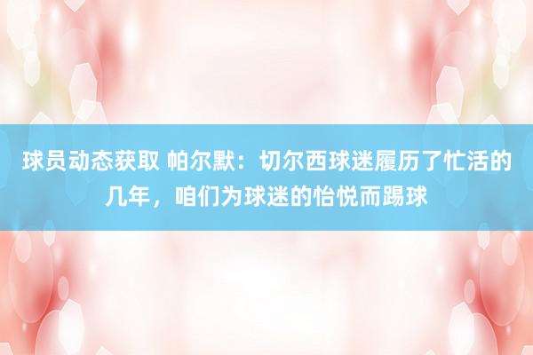 球员动态获取 帕尔默：切尔西球迷履历了忙活的几年，咱们为球迷的怡悦而踢球