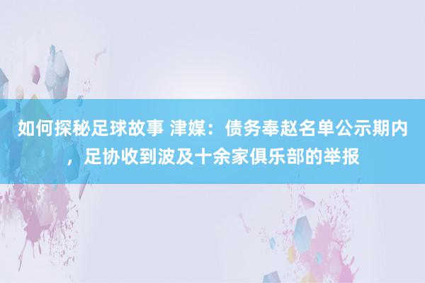 如何探秘足球故事 津媒：债务奉赵名单公示期内，足协收到波及十余家俱乐部的举报