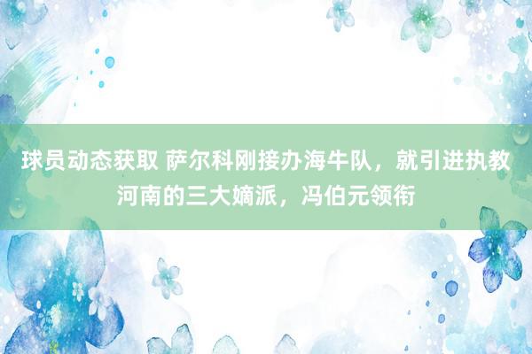 球员动态获取 萨尔科刚接办海牛队，就引进执教河南的三大嫡派，冯伯元领衔